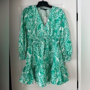 Green and White Paisley Dress